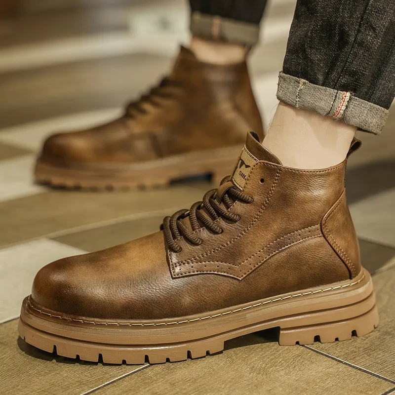 G.N.SHIJIA Biker Tactical Boots Ankle Boots Platform Low Top Men's-13