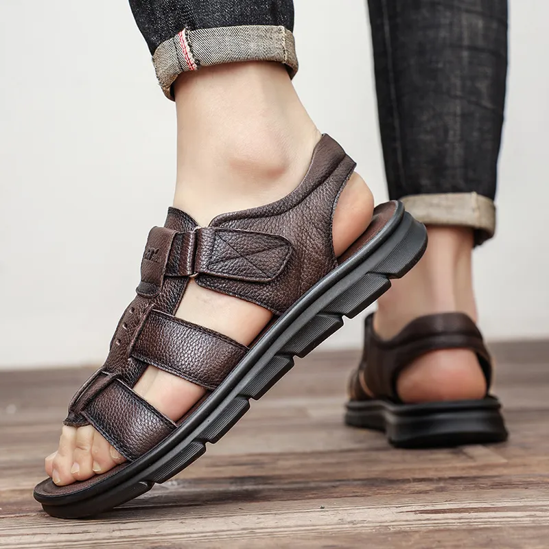 G.N.SHIJIA Beach Sandals Men Black/Brown-8