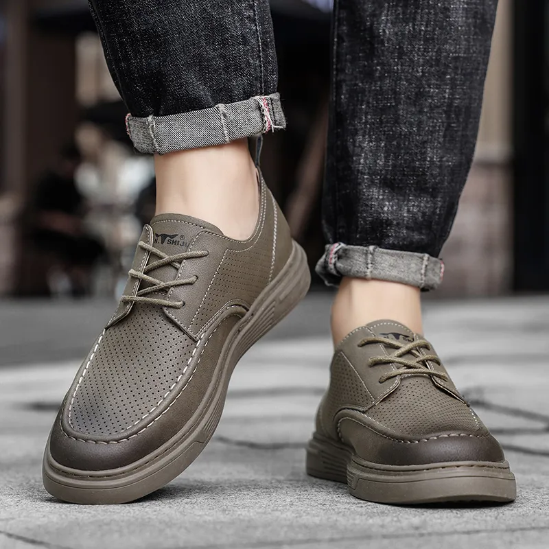 G.N.SHIJIA Men's Casual Shoes Men Low Top Brown/Umber-10