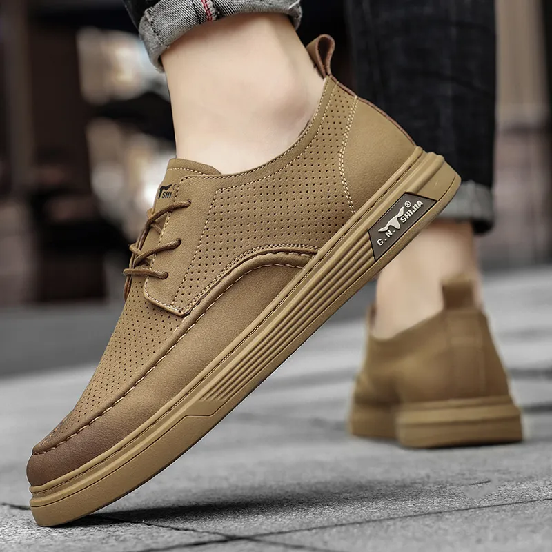 G.N.SHIJIA Men's Casual Shoes Men Low Top Brown/Umber-2