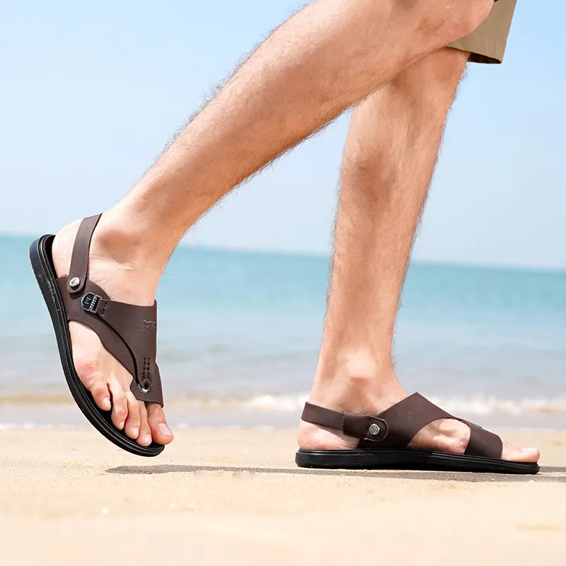 G.N.SHIJIA Beach Sandals Men Black/Brown-8
