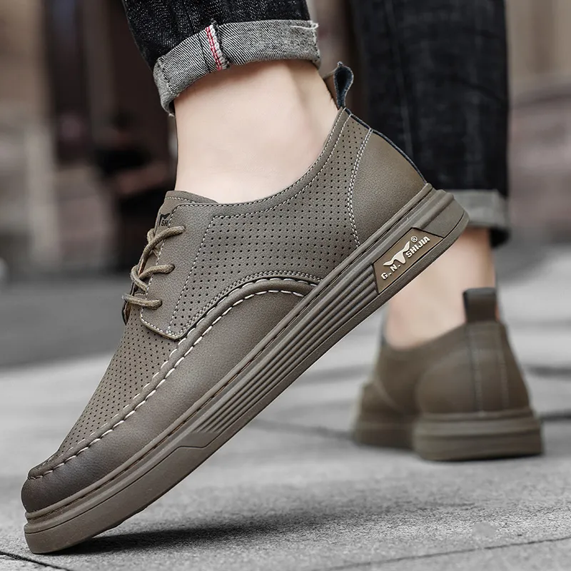 G.N.SHIJIA Men's Casual Shoes Men Low Top Brown/Umber-8