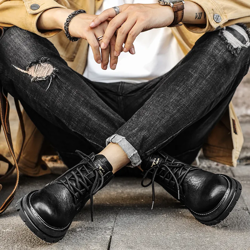 G.N.SHIJIA Biker Tactical Boots Ankle Boots Platform Low Top Men's-23