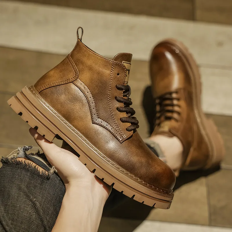 G.N.SHIJIA Biker Tactical Boots Ankle Boots Platform Low Top Men's-10