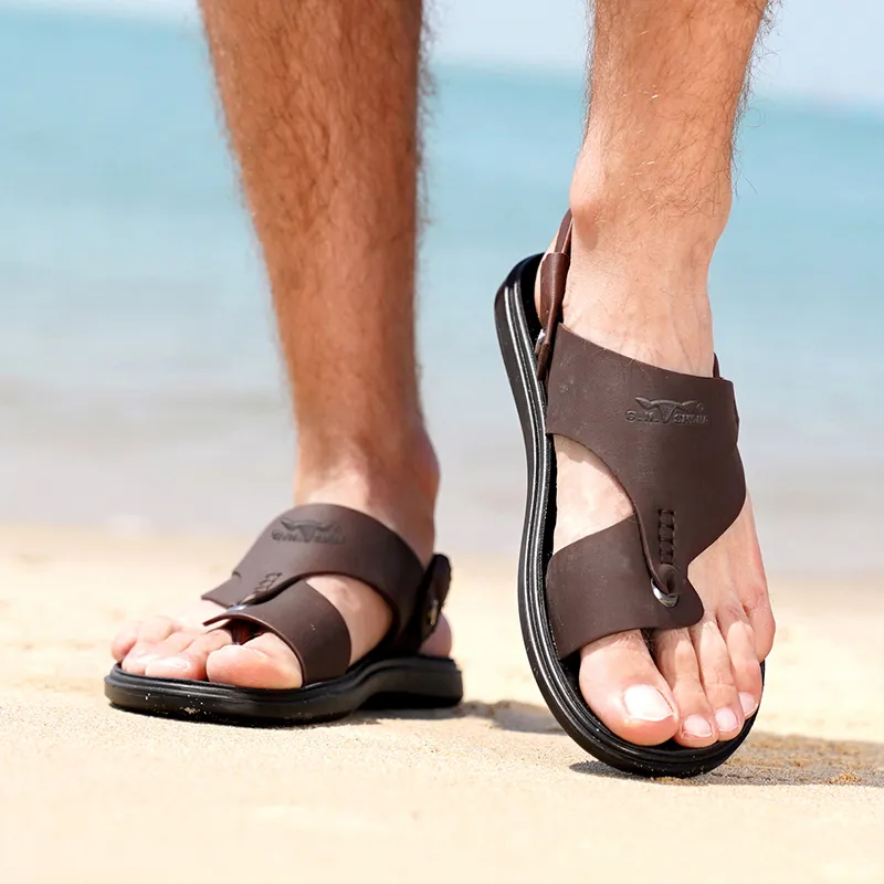 G.N.SHIJIA Beach Sandals Men Black/Brown-6