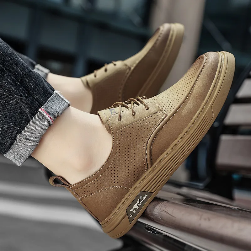 G.N.SHIJIA Men's Casual Shoes Men Low Top Brown/Umber-3