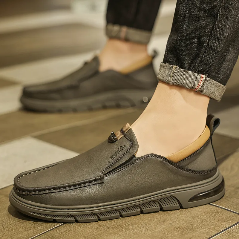 G.N.SHIJIA Men's Casual Shoes Men Low Top Brown/Dark Gray-3