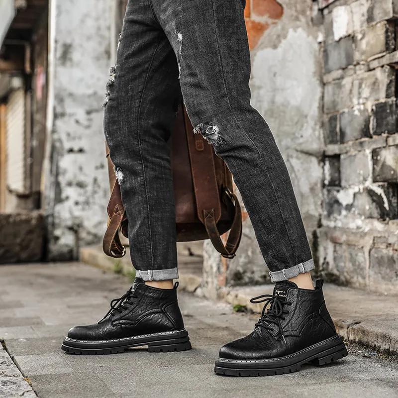 G.N.SHIJIA Biker Tactical Boots Ankle Boots Platform Low Top Men's-27