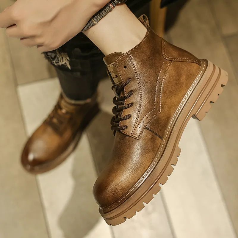 G.N.SHIJIA Biker Tactical Boots Ankle Boots Platform Low Top Men's-12