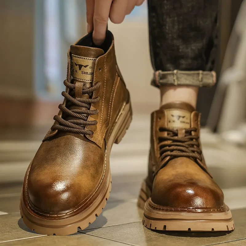 G.N.SHIJIA Biker Tactical Boots Ankle Boots Platform Low Top Men's-11