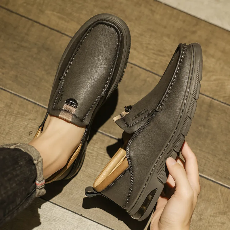 G.N.SHIJIA Men's Casual Shoes Men Low Top Brown/Dark Gray-1