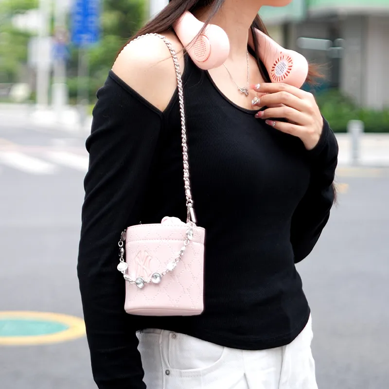 Gloya Leather Alloy One Shoulder Crossbody With Chain Accessories Decorative Chain Combo Set Women's Pink-9