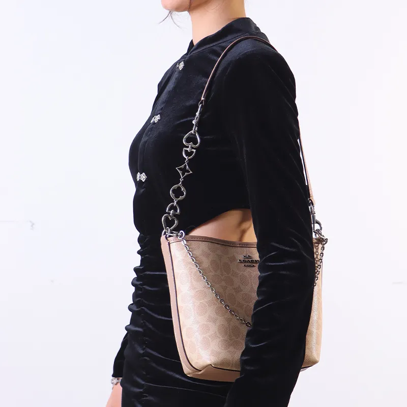 Gloya Metal Bag Shoulder Strap Women's Silver-3
