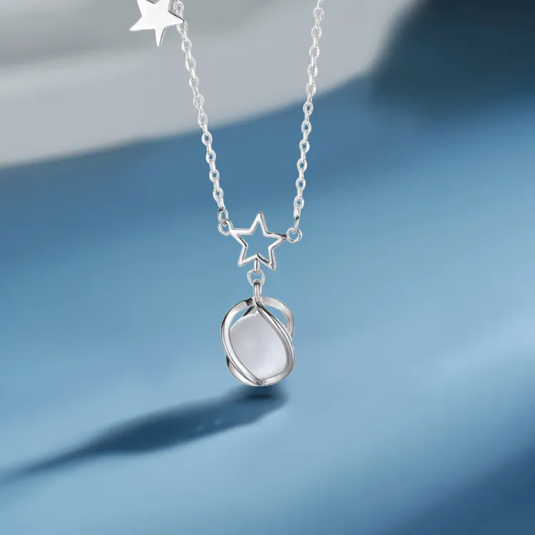 RboySe Glass Cat Eye Necklaces Unisex-3