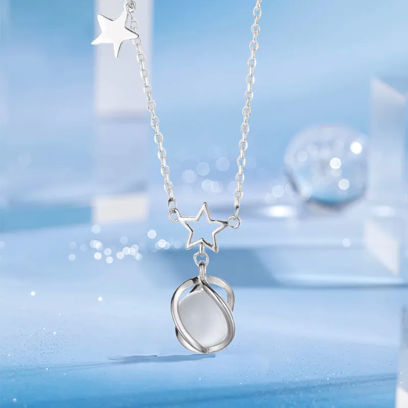 RboySe Glass Cat Eye Necklaces Unisex-1