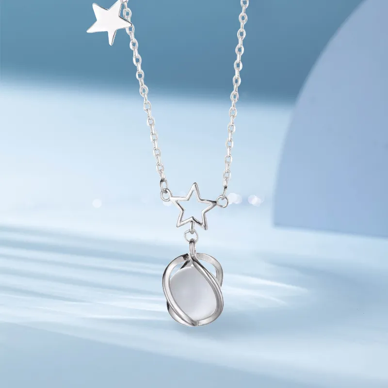 RboySe Glass Cat Eye Necklaces Unisex-2