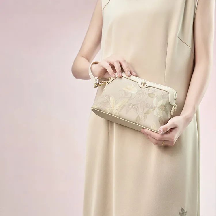 Pmsi Mulberry Silk Handbag, Shoulder Bag, Crossbody Bag Women's Ecru-8