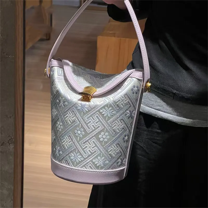 Pmsi Split Cow Leather Handbag Trumpets Women's Purple-2