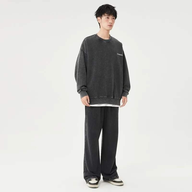 JIANWANG Sweatshirt Set Unisex Black-3