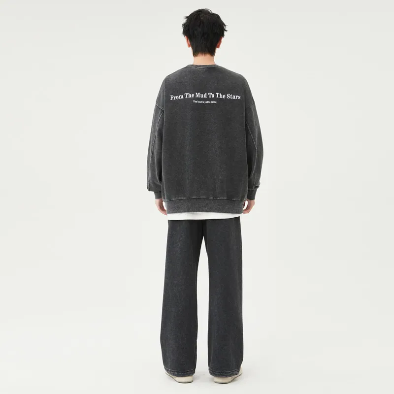 JIANWANG Sweatshirt Set Unisex Black-2