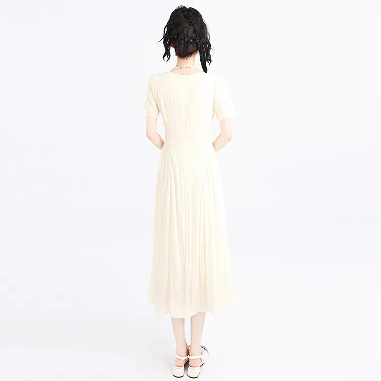 SNZX Short Sleeved Dresses Women's Avocado Beige-2