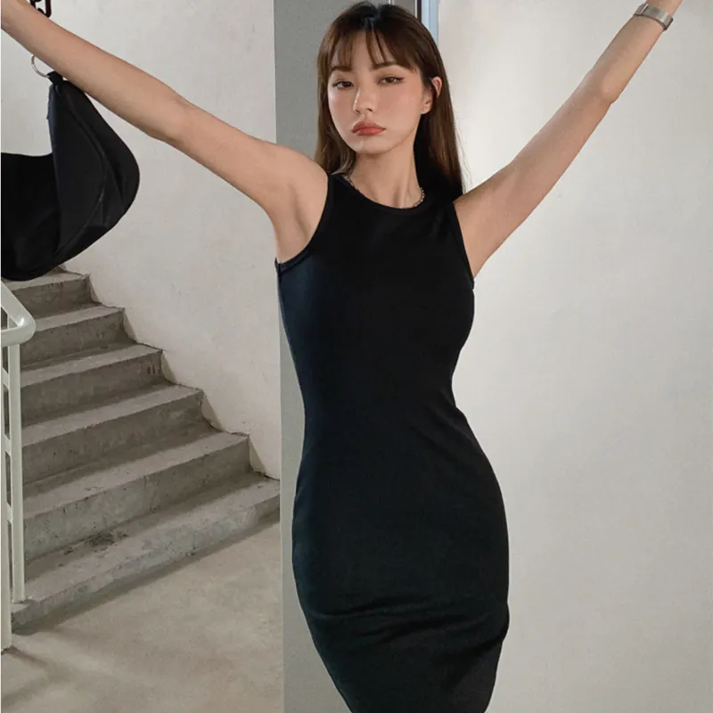 SNZX Sleeveless Dresses Women's Black-2
