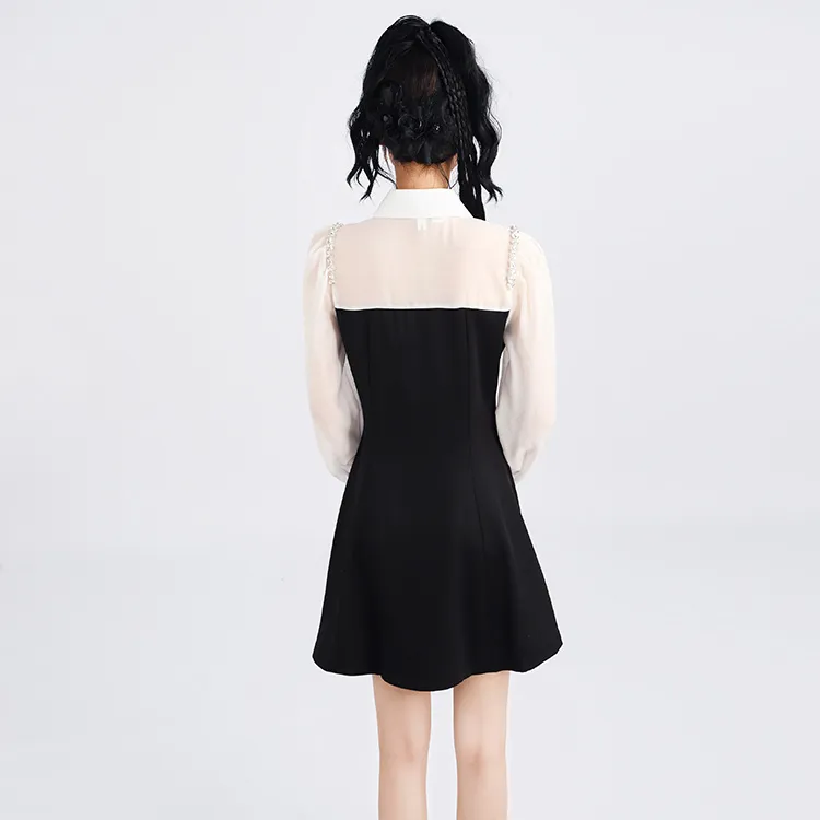 SNZX Long Sleeved Dresses Women's Black-2