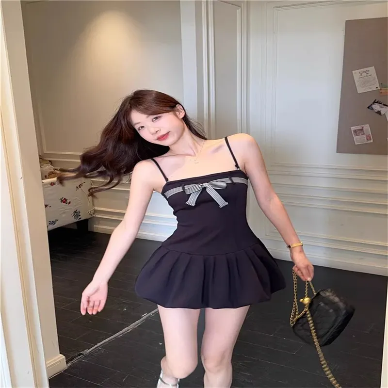 SNZX Slip Dresses Women's Black-2