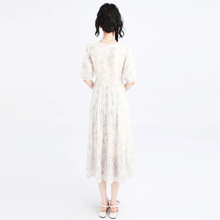 SNZX Short Sleeved Dresses Women's White-2