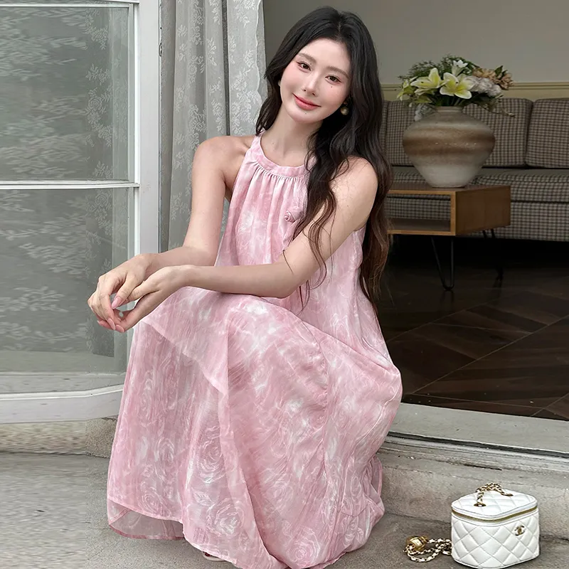 SNZX Slip Dresses Women's Pink-1