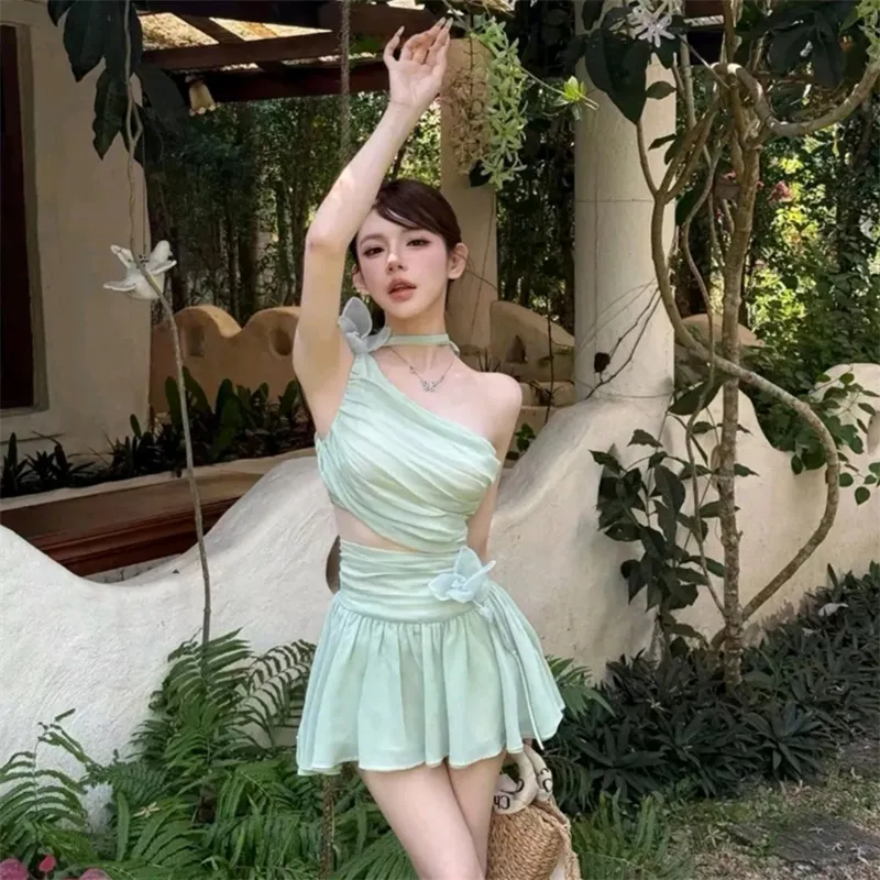 SNZX Slip Dresses Women's Green-2