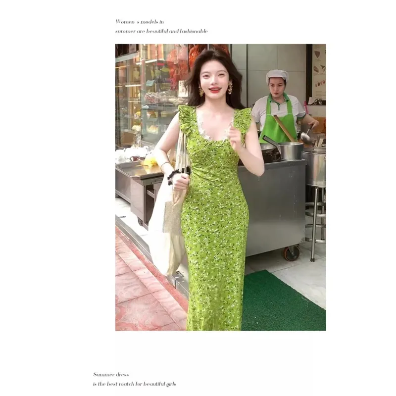SNZX Slip Dresses Women's Green Slip Dress-4