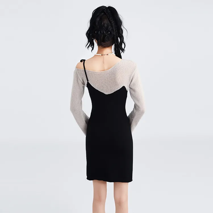 SNZX Long-Sleeved Dresses Women's Black-2