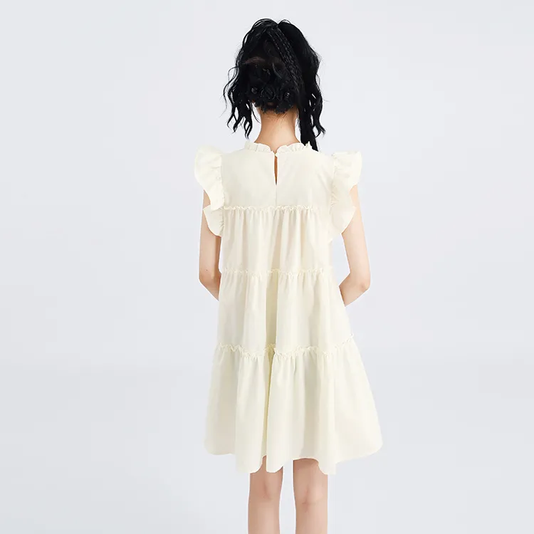 SNZX Short Sleeved Dresses Women's Apricot-3