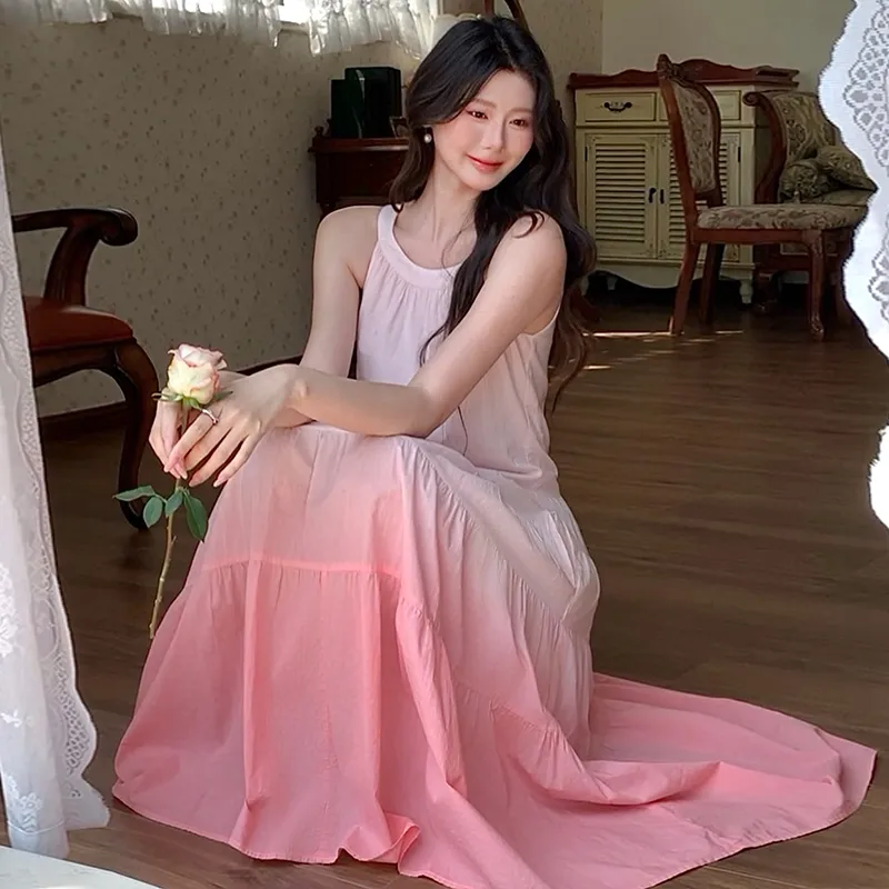 SNZX Sleeveless Dresses Women's Gradient Pink-4