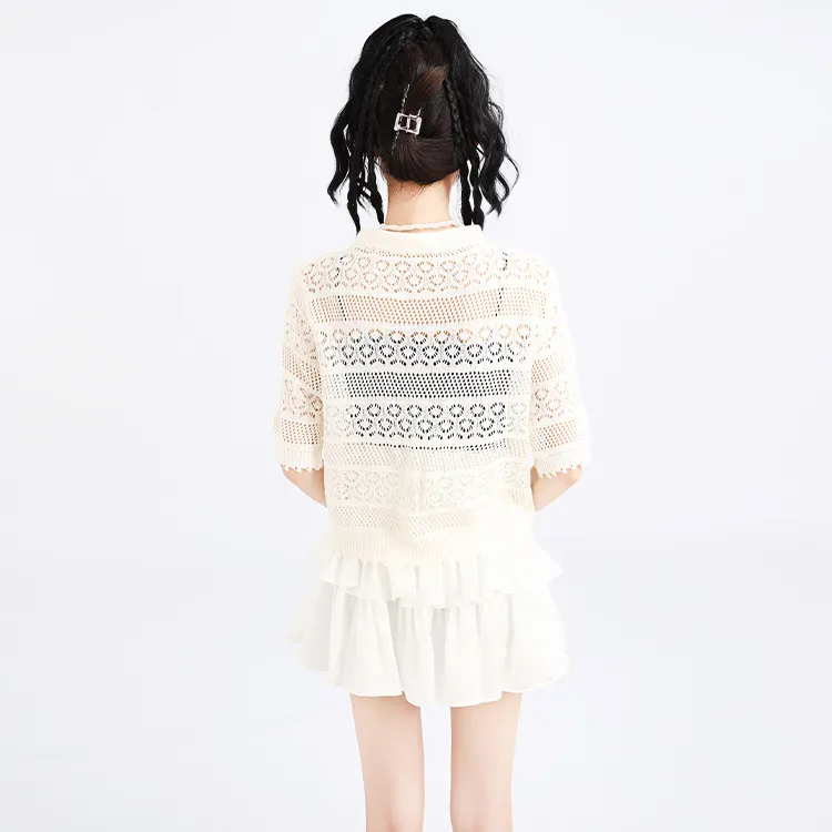 SNZX Casual Short Skirts Women's White-2