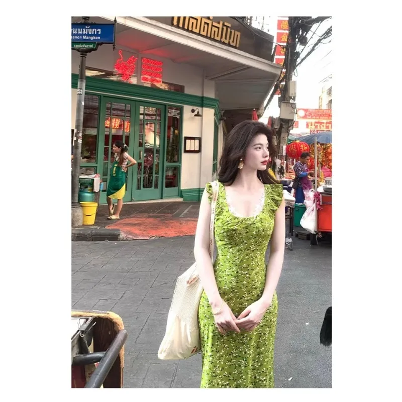 SNZX Slip Dresses Women's Green Slip Dress-3
