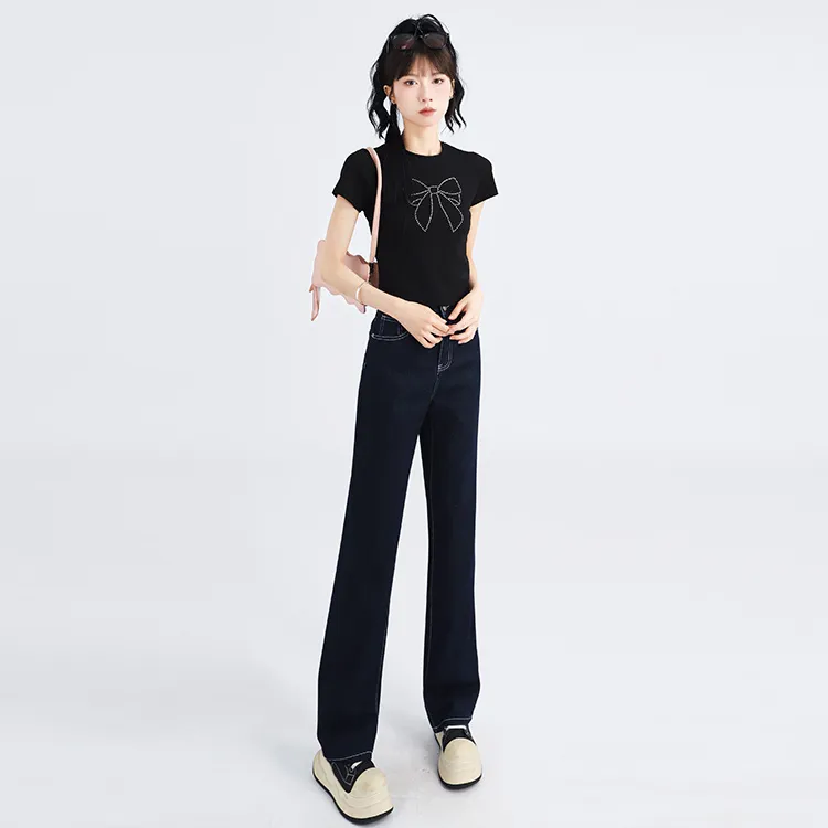 SNZX Jeans Women's Dark Blue Pants-4