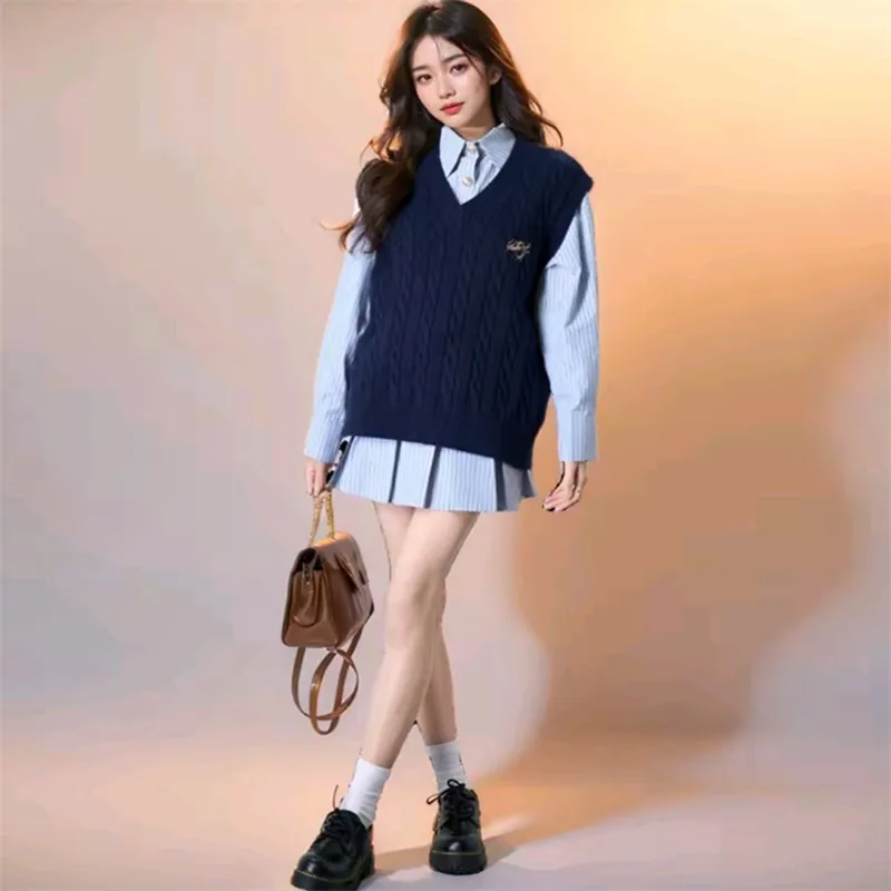 SNZX Two Piece Skirt Sets Women's Dark Blue+Light Blue-2