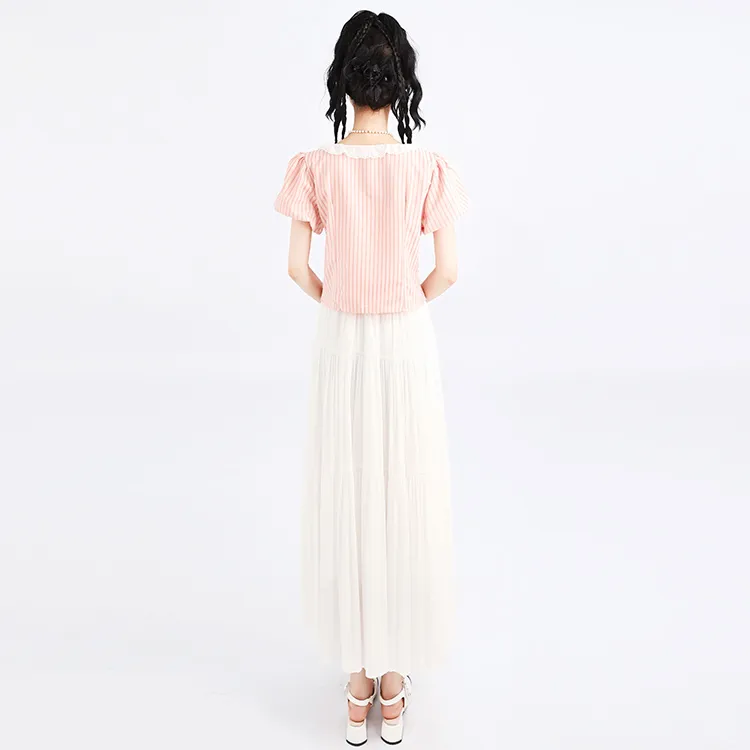 SNZX Casual Long Skirts Women's White-2