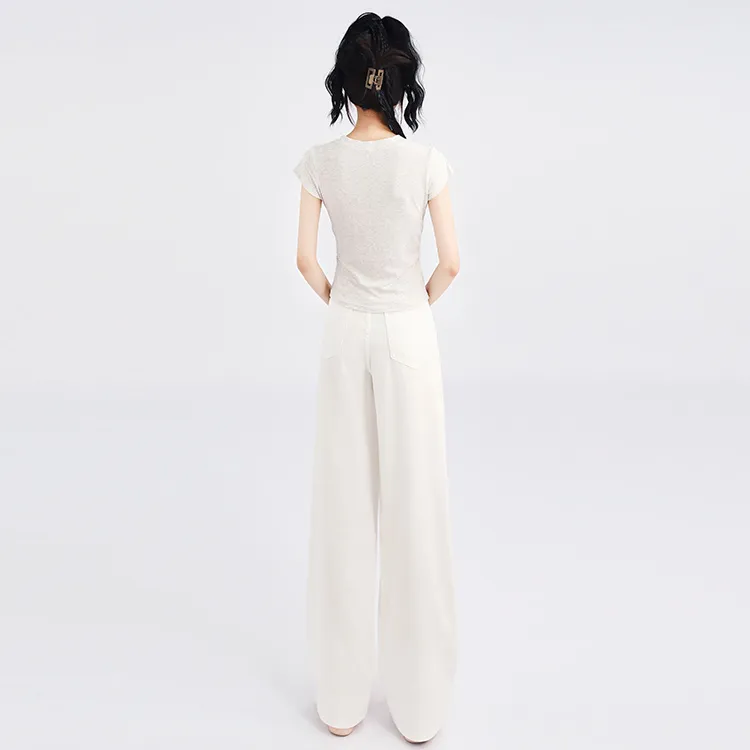 SNZX Jeans Women's White Pants-2