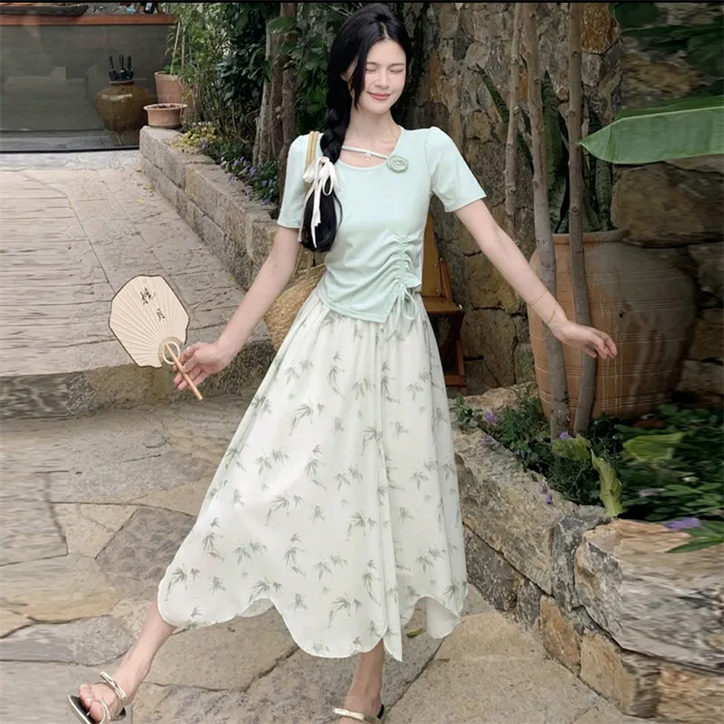 SNZX Two Piece Skirt Sets Women's-3