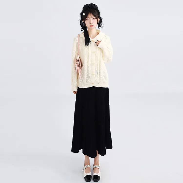 SNZX Casual Long Skirts Women's Black-3