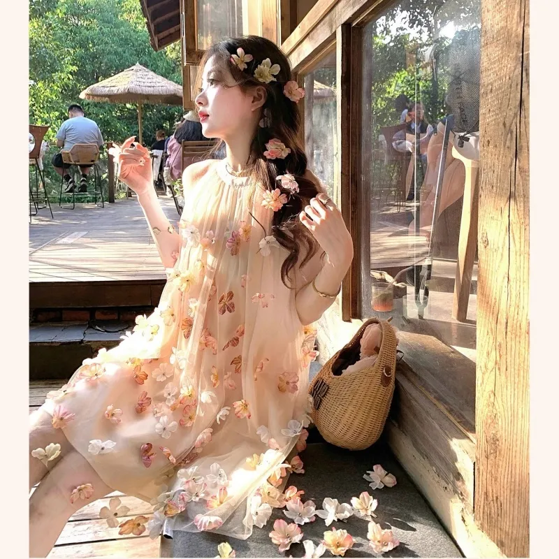 SNZX Slip Dresses Women's Pink Princess Dress-6