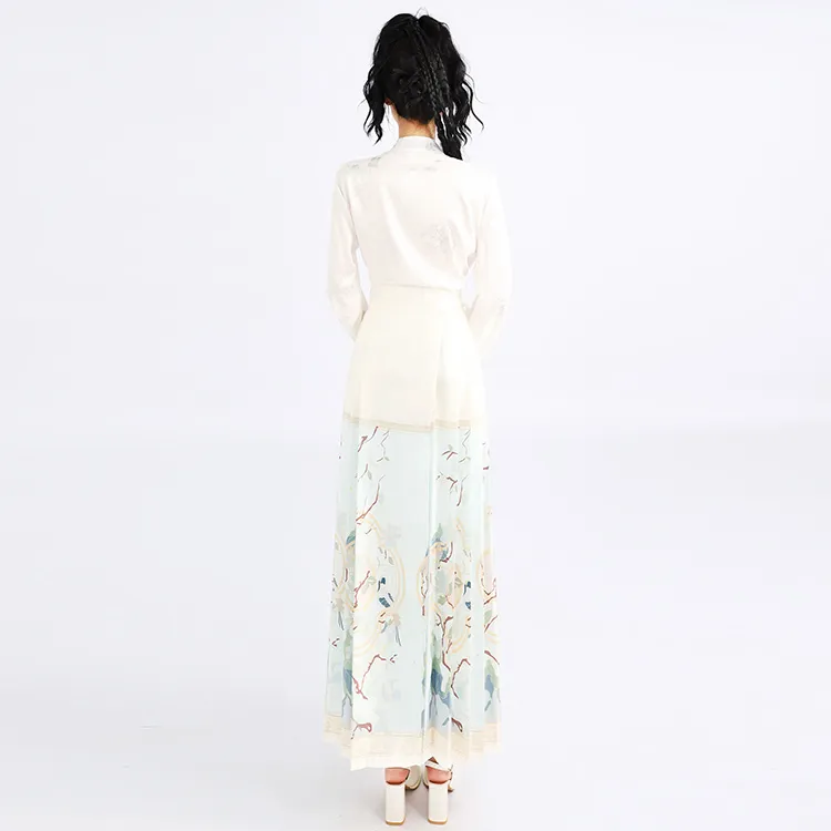 SNZX Casual Long Skirts Women's Ecru-2