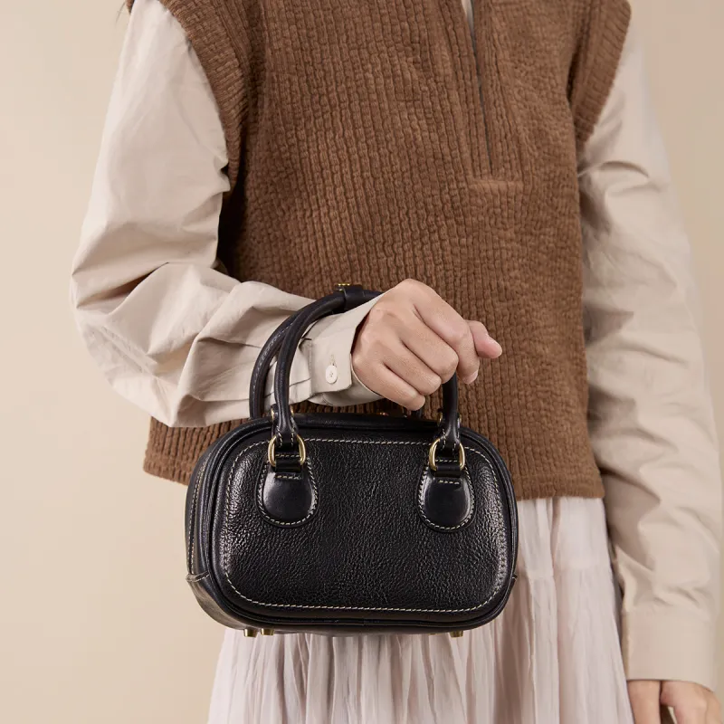 KAISER Cow Leather Handbag Small Size Women's Sunset Brown/Black/Sunset Yellow/Green-6