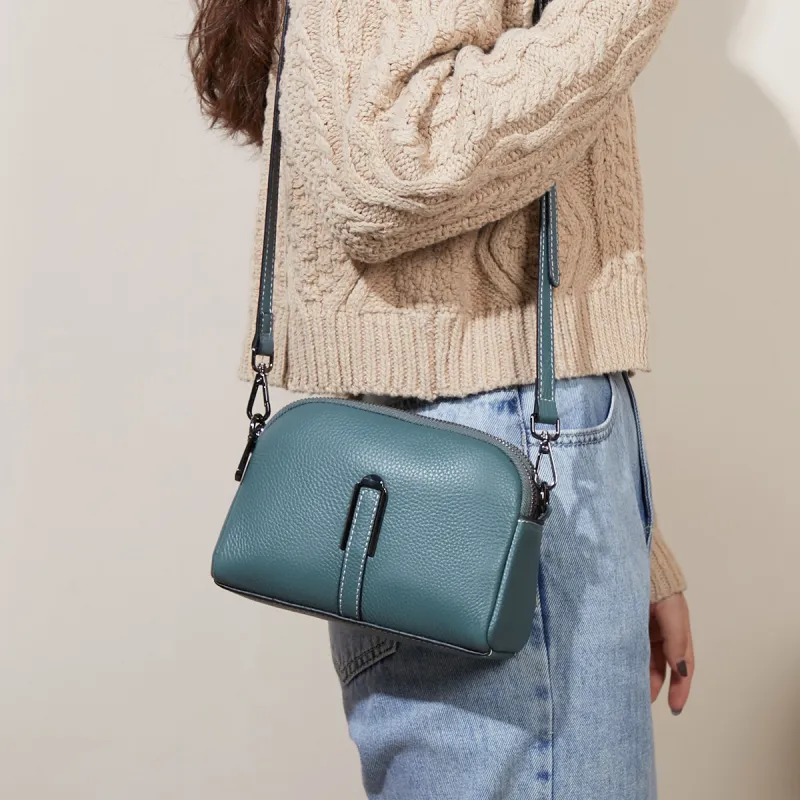 KAISER Cow Leather Shoulder Bag Regular Women's Black/Blue/Green/Burgundy/Milk Tea Brown-7