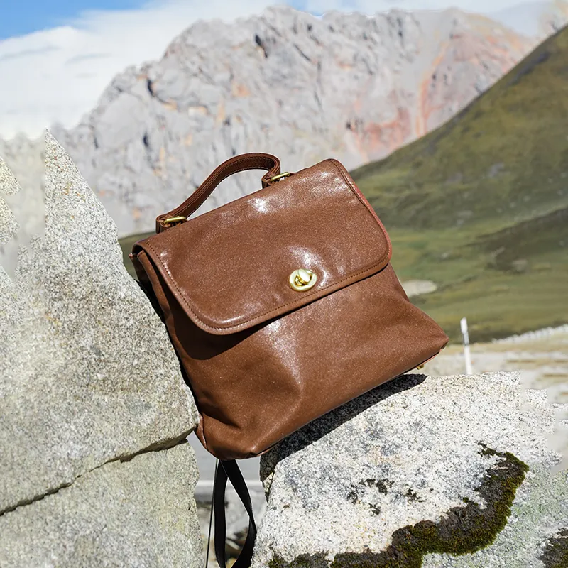 KAISER Crystal Vegetable Tanned Top Grain Cow Leather, Genuine Leather Backpack, Backpack Regular Women's Multicolor-6
