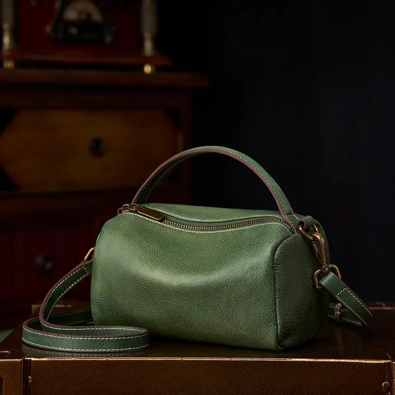 KAISER Top Grain Cow Leather Shoulder Bags Handbags Women's Green/Purple-2