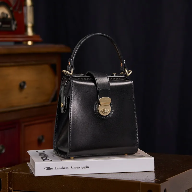 KAISER Top Grain Cow Leather Handbag Regular Women's Black/Brown/Sunset Yellow/Tobacco-1